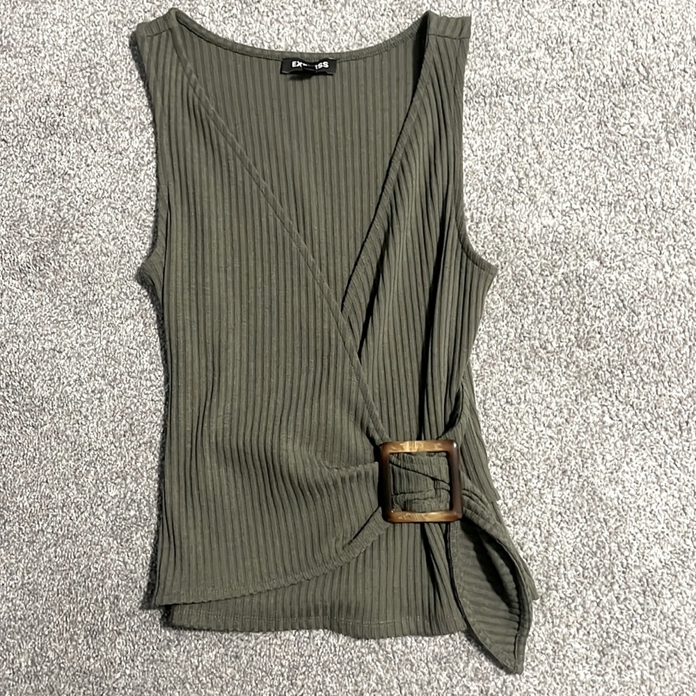 Olive green womens tank top